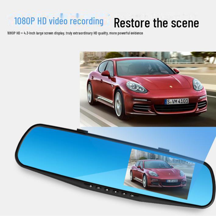 3,5-дюймовый двухобъективный зеркальный видеорегистратор заднего вида с функцией циклической записи