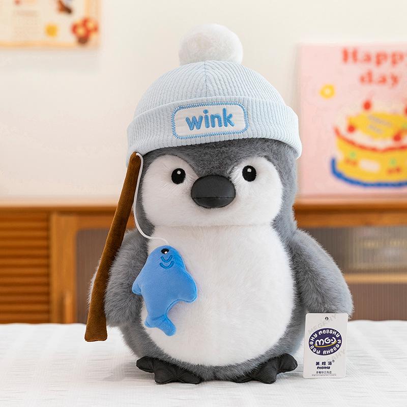 Adorable Penguin Chef Plush Holding Fish - Stuffed Toy & Gift