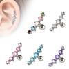 1Pc Lady Rhinestone Inlaid Arc Shape Ear Stud Earring Cartilage Piercing Jewelry