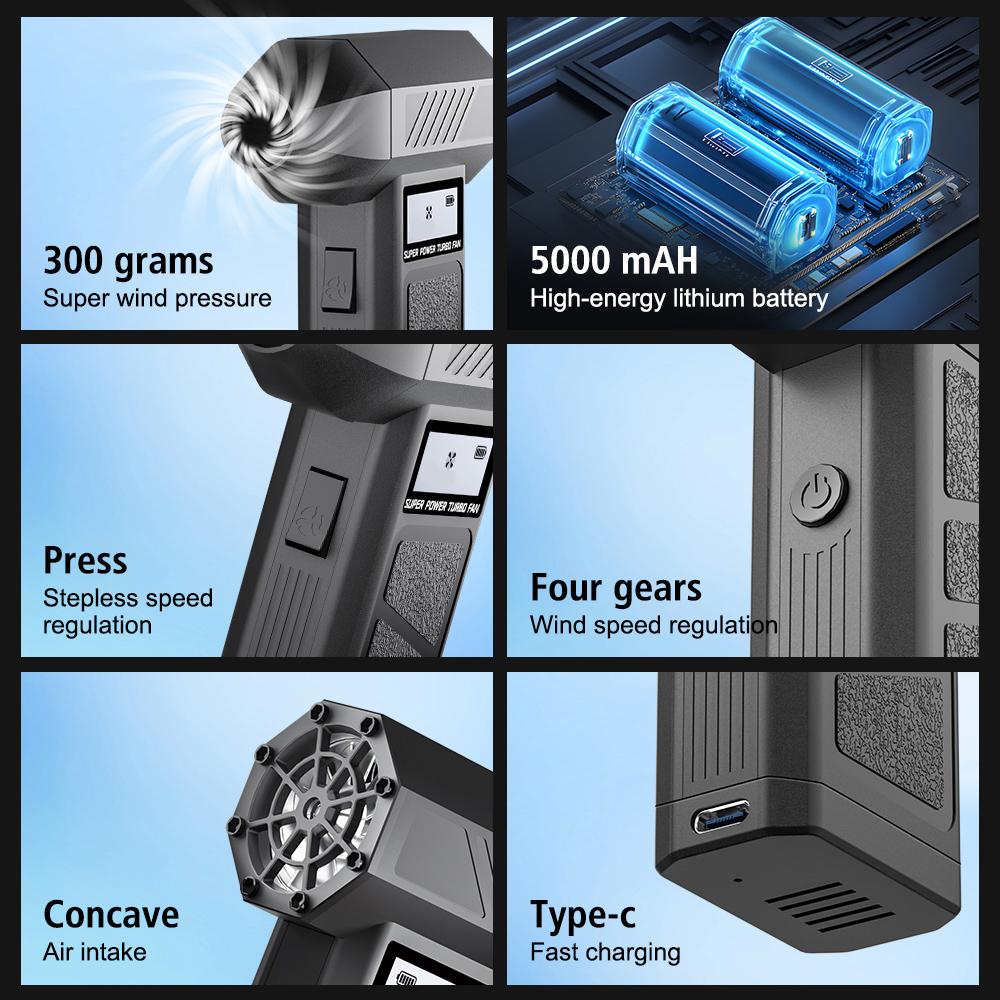 Gears adjustable Portable Car Accessories Cleaning Blower Tool Car Blowing Snow Turbo Blower Jet Fan Electric Air Duster