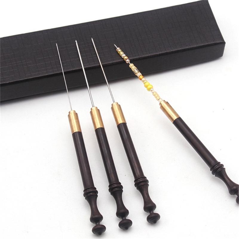 Embroidery Crochet Hooks Needle Wooden Handle Beading Hooks for Sewing Embroidery Beading 0.6mm0.8mm1.0mm1.2mm