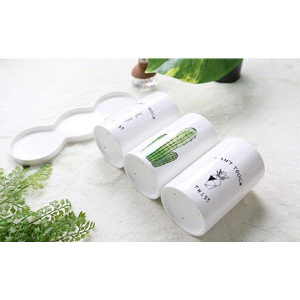 Happy Life Cactus Cutlery Holder (3 Pieces), Mixed Colors, 1 Set, Korean Popular Tableware