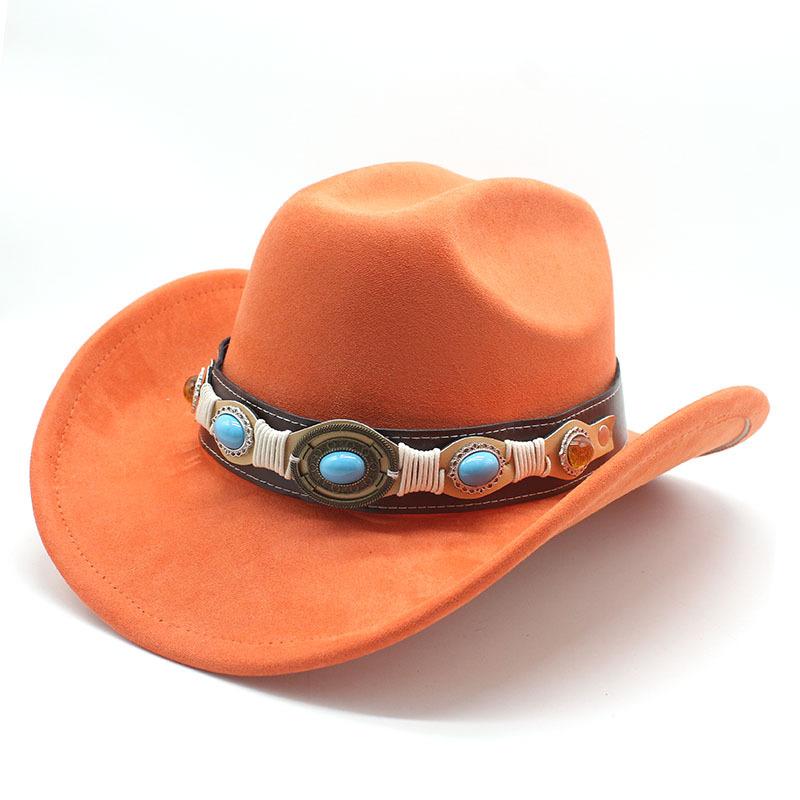 Фетровая шляпа ковбоя в стиле вестерн, тибетский цилиндр, бирюзовые аксессуары, джазовая шляпа, замшевая шляпа