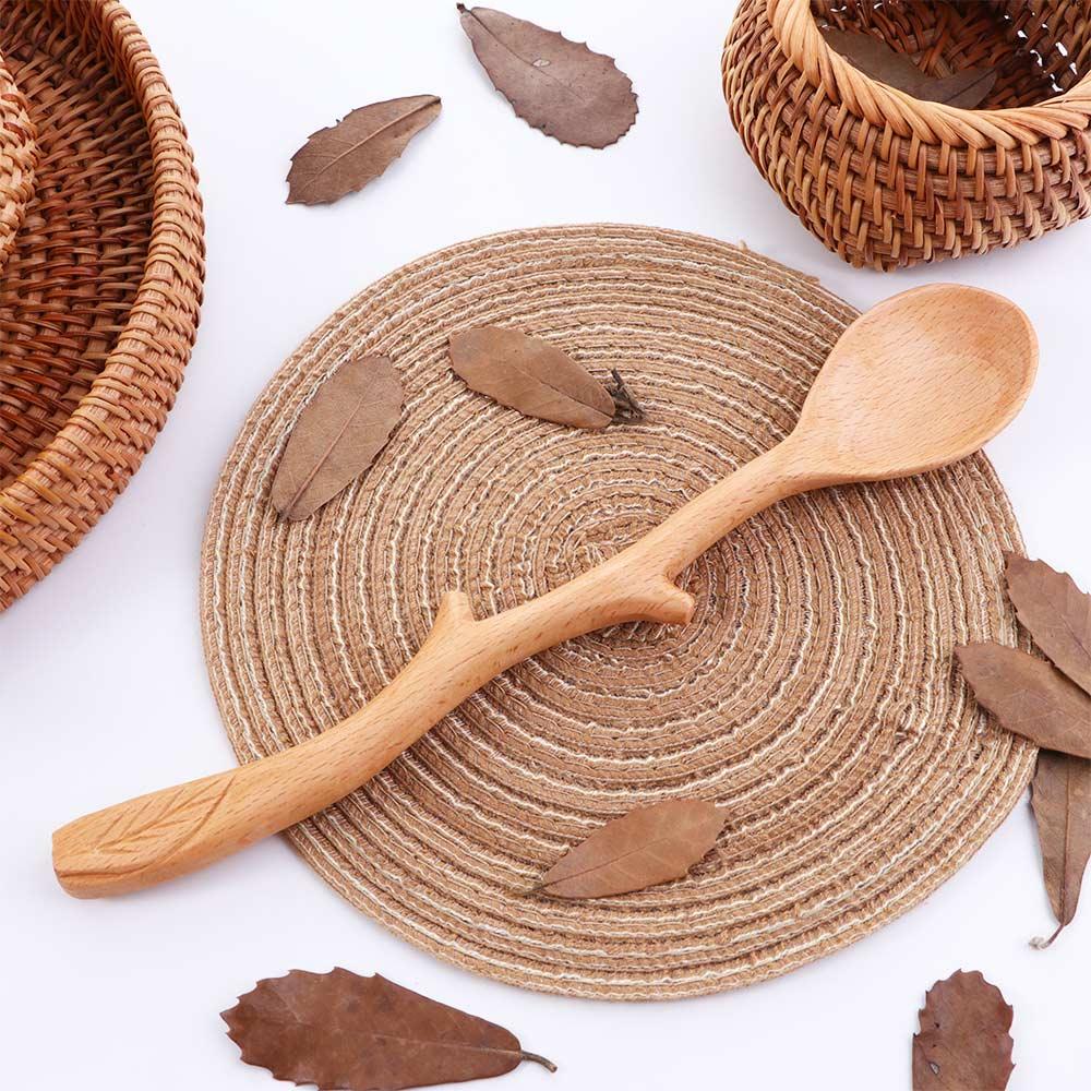 Natural Wood Flatware Tableware Mixing Kitchen Utensil Wooden Spoon Soup Spoon Stirring Spoon