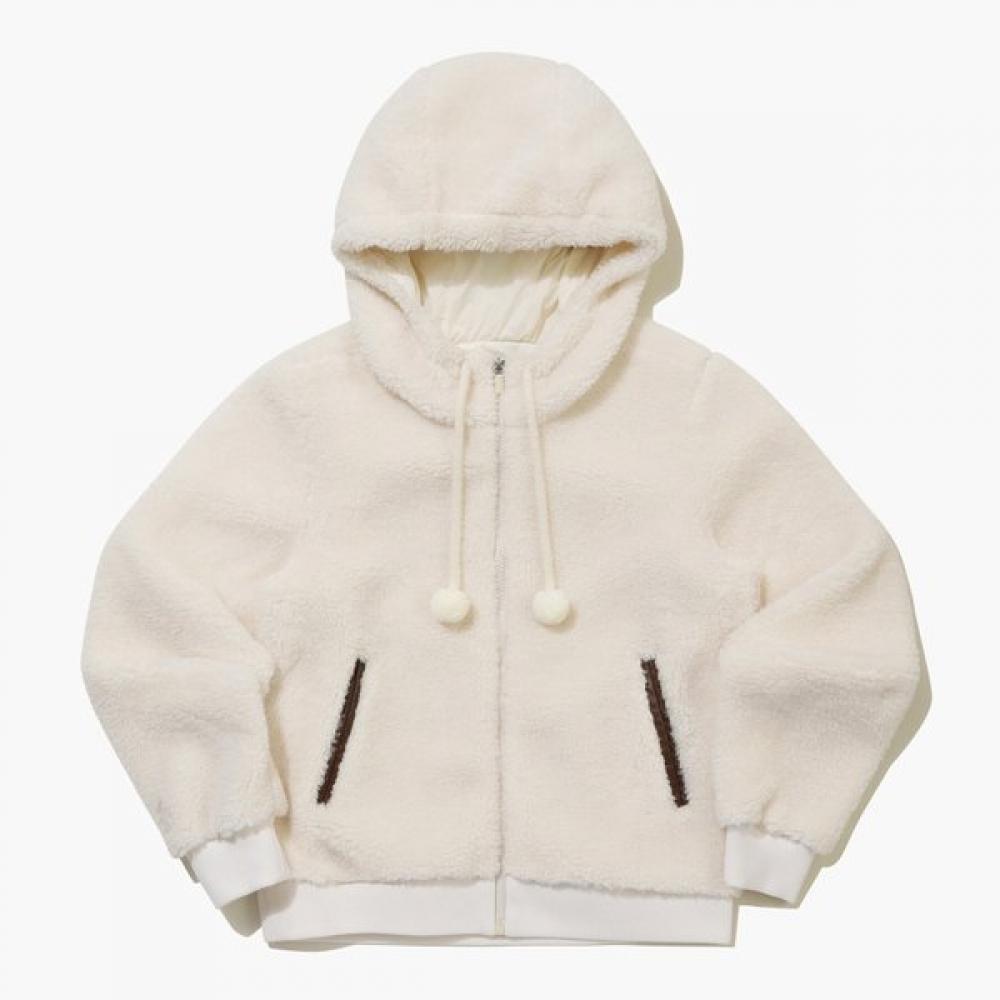 Munsingwear Women Fleece Hooded Zip Up Jumper Ivory Mr422pjpo3