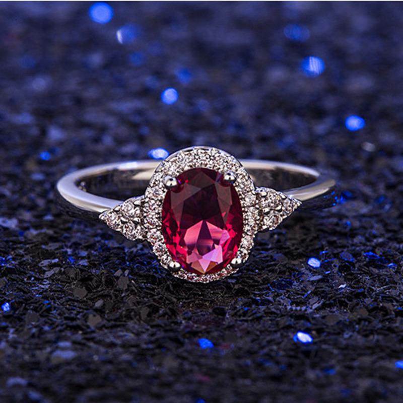 BELLA BOX Кольца для женщин с рубинами круглой формы, драгоценные камни Aaa, циркон, серебряные украшения, женский подарок на вечеринку