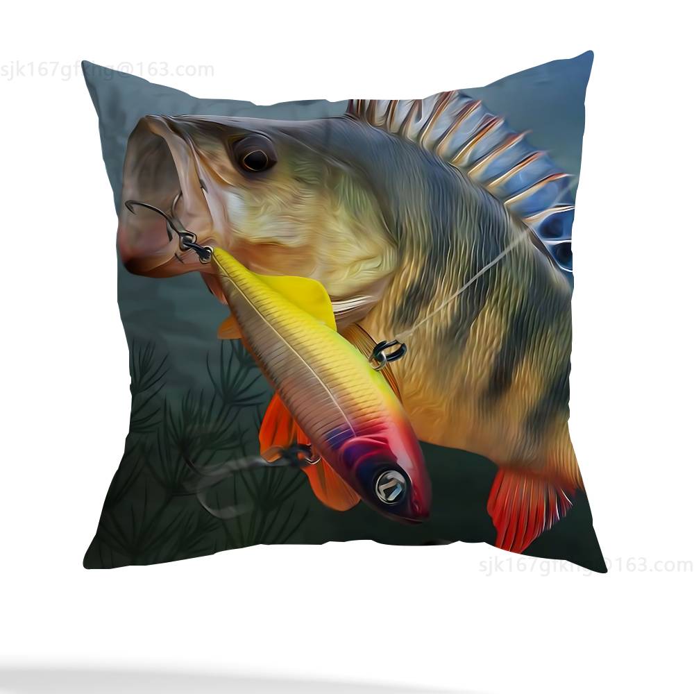 Fishing Master Pillow Case Anti-dustmite Pillowcase Invisible zipper silky short plush Sofa cushion cover
