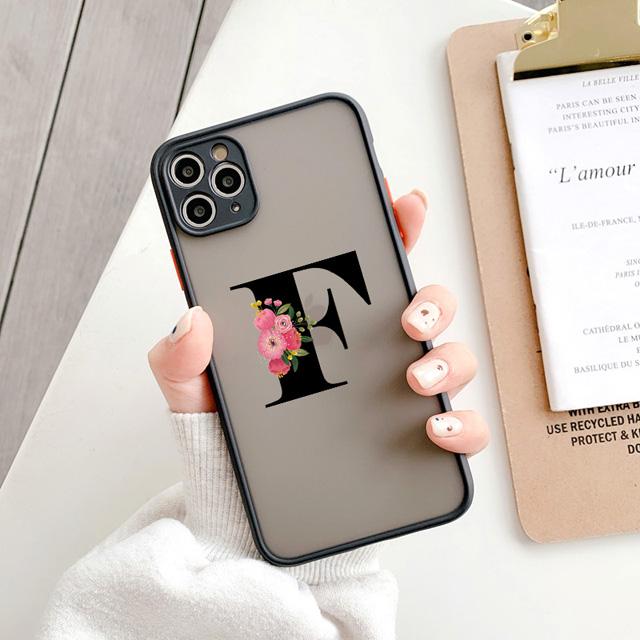 Черный Чехол для Телефона с Цветочным Узором и Матовым Покрытием Для iPhone 15 12 14 Pro Max Чехлы Для iPhone 11 13 pro Задняя Крышка модный Корпус Shell Coque