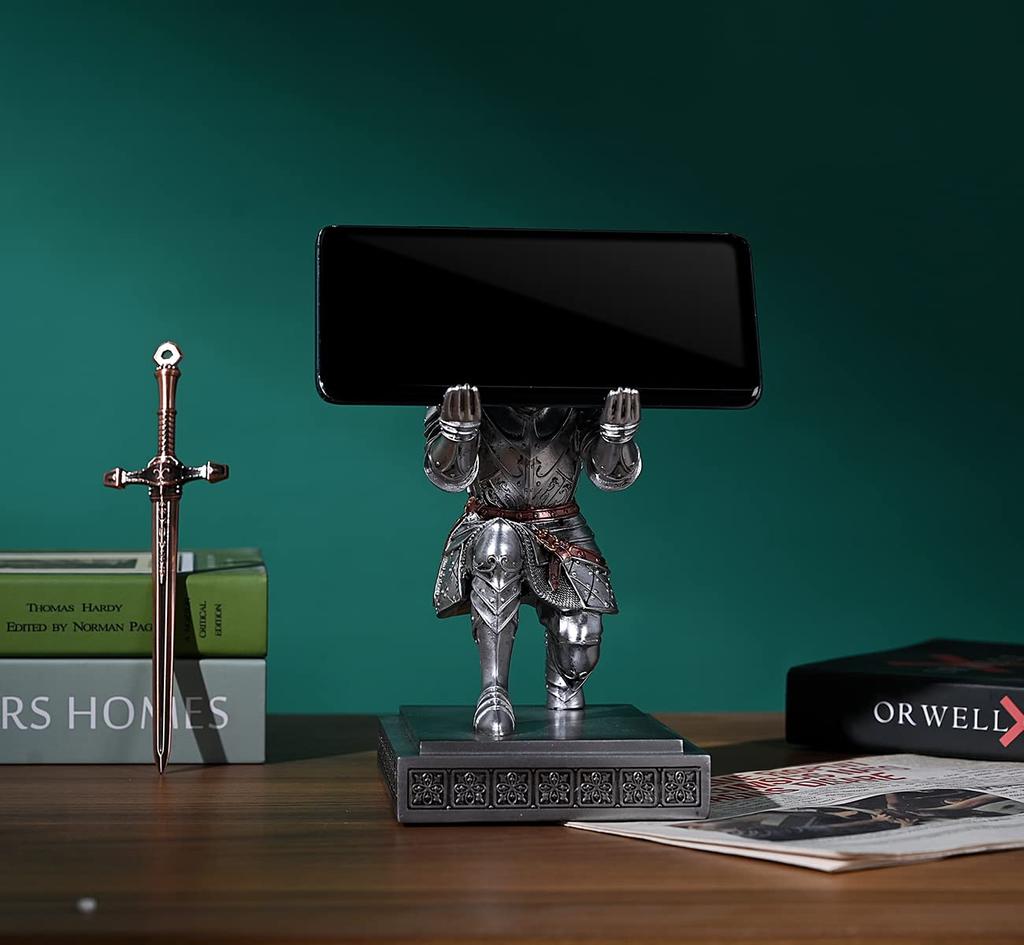 HDMbigmi Kingsguard Knight Pen Holder Pen Stand Desk Organizer and Accessories Resin Pencil Holder Gift with Metal Sword Letter Opener for Office or