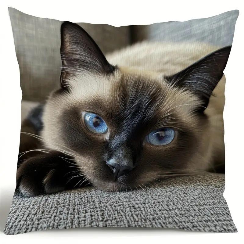 Vibrant Bohemian Style Short Plush Pillow Cover 45x45cm Charming Kitten Living Room Bedroom Decor (Pillow Insert Not Included)