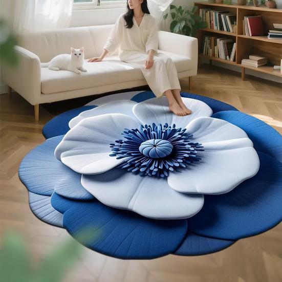 3D Цветочный коврик для пола Абсорбирующий коврик для ванной Реалистичный цветочный ковер с нескользящей основой для ванной комнаты, гостиной, спальни, прихожей