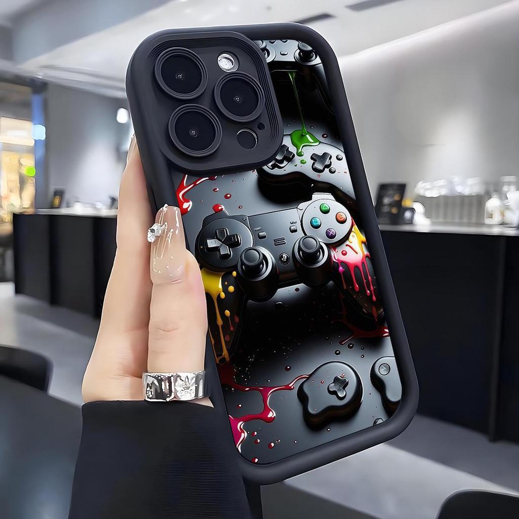 Новый черный чехол для телефона с рисунком игровой консоли для iPhone 14/15/16/17 Pro Max