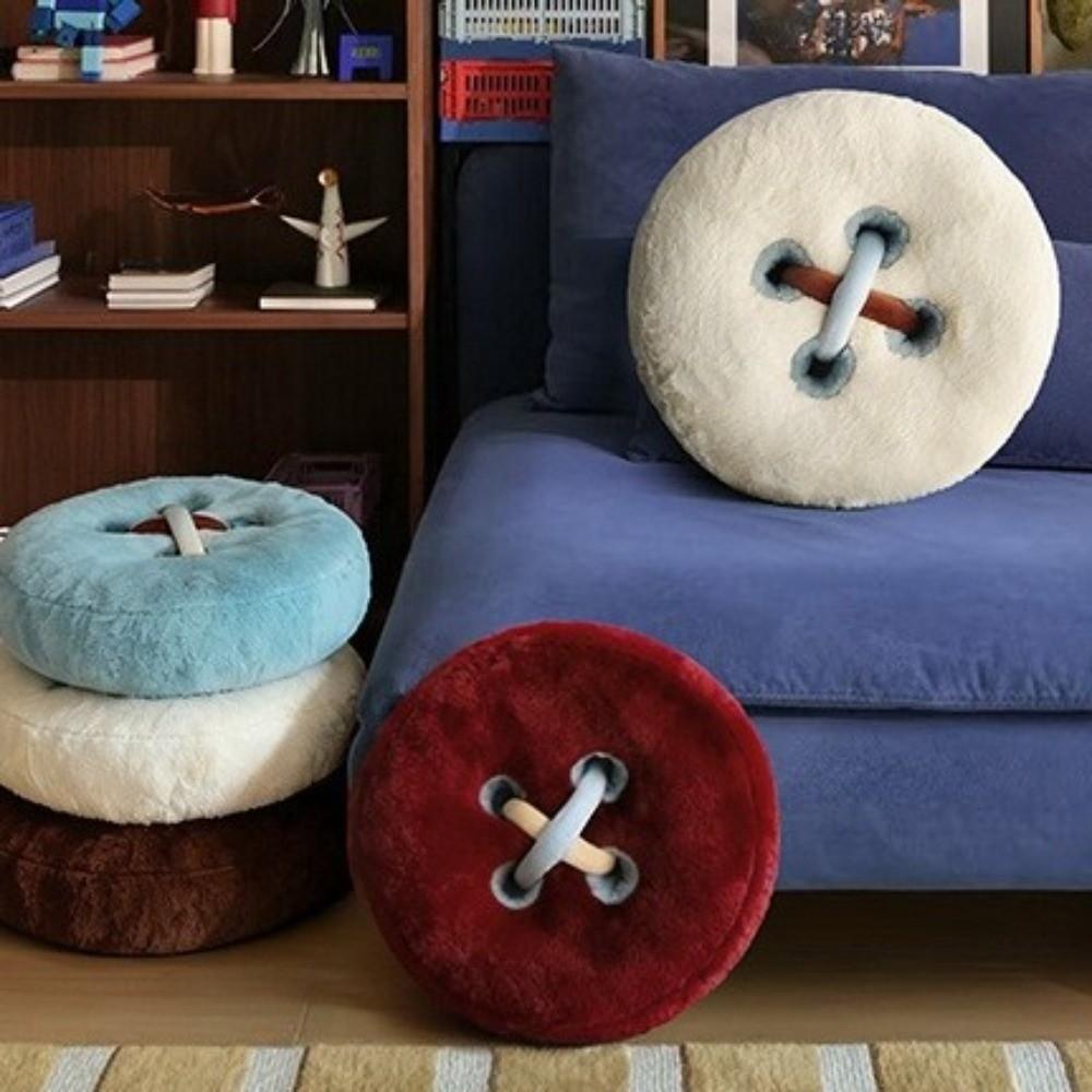 Fluffy Texture Stuffed Cushion Soft Sofa Cushion Creative Button Accent Pillow Bedroom