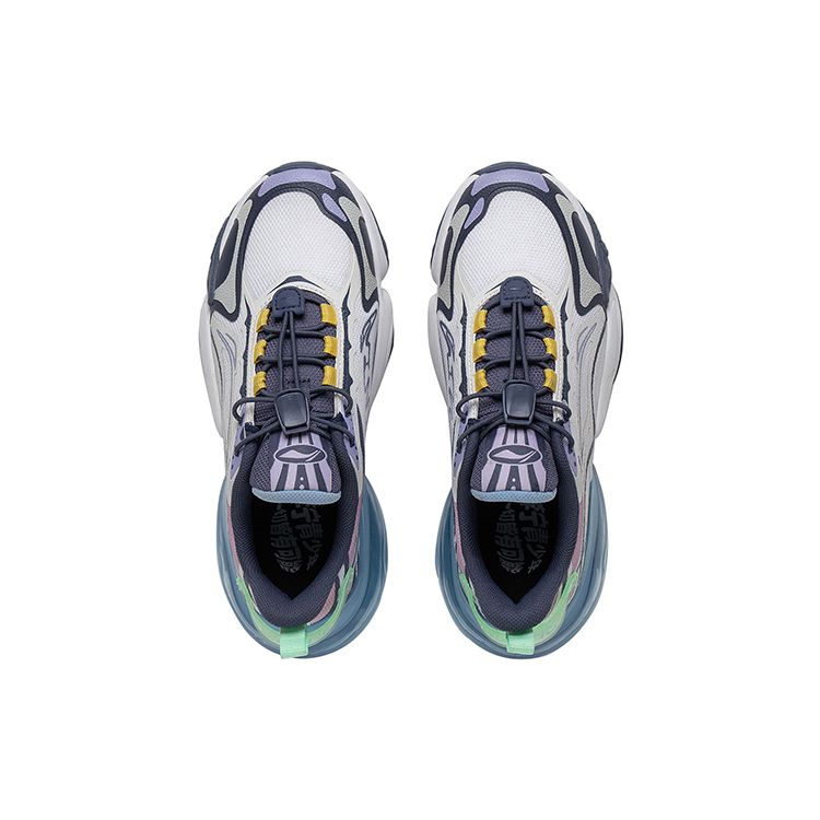 Li Ning Youth Childrens Round Air - Nebula Comfortable Wear-Resistant Shock Absorbing Casual Shoes Kids Casual Shoes White Blue YKCT008-4