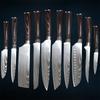Дамасский лазерный узор шеф-нож десять ножей из нержавеющей стали набор японский нож сантоку кухонный нож с деревянной ручкой