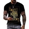 Мужская футболка Street Fashion с 3D-печатью, принт с игральными картами, короткий рукав, круглый вырез, повседневный топ