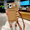 Кошелек-чехол с ремешком через плечо Solt Card Holder Silicone Case для iPhone 17 16 15 14 Pro Max 13 12 11 XR XS X 7 8 Plus Мягкая задняя крышка