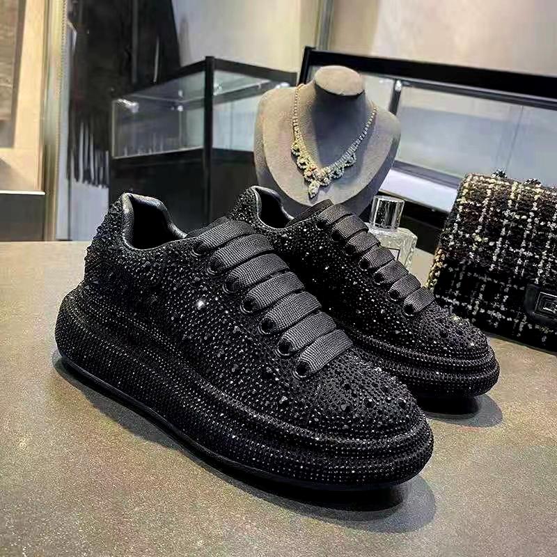 Модные кожаные низкие кроссовки с горячими бриллиантами для мужчин и женщин, красные, на шнуровке, повседневные папины кроссовки, спортивная обувь больших размеров 45, 46 A8