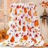 Halloween Throw Blanket for Couch Bed Halloween Fall Thanksgiving Gift Blanket Pumpkin and Ghost Print Blankets Sofa Blankets#(5)