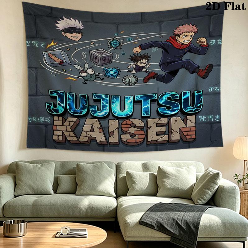 Jujutsu Kaisen Wall Tapestry Aesthetic Wall Hanging Printed Fabric Blanket Decorative Tapestries For Bedroom Living Room Home Decor