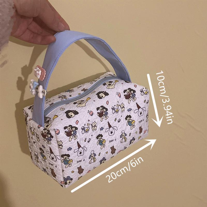 Милая Сумка-косметичка с милым щенком цвета голубой пузырь, ручная, большой вместимости, дорожная, портативная, женская, для хранения, косметичка, подарки