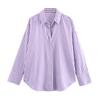 Spring Autumn Women's Striped Collar Shirts Long Sleeve Button-up Loose Female Blouses Tops