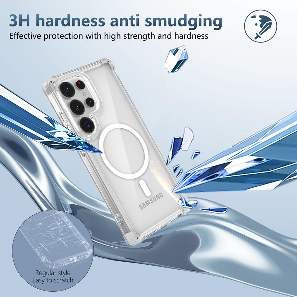 KEYSION Прозрачный противоударный чехол MagSafe для Samsung Galaxy S25 Ultra 5G Магнитная беспроводная зарядка Прозрачный чехол для телефона