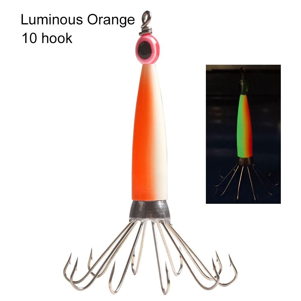 Luminous Jigs Angling Squid Hook with fish eyes Octopus Bait Fishing Tackle Wood Shrimp Lures