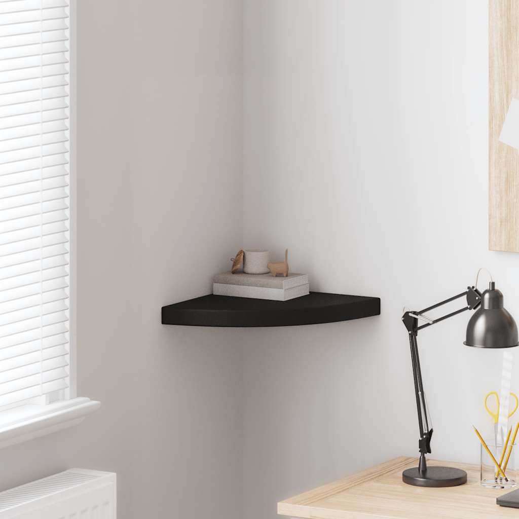 Corner Floating Shelf Black 35 x 35 x 3.8 cm MDF