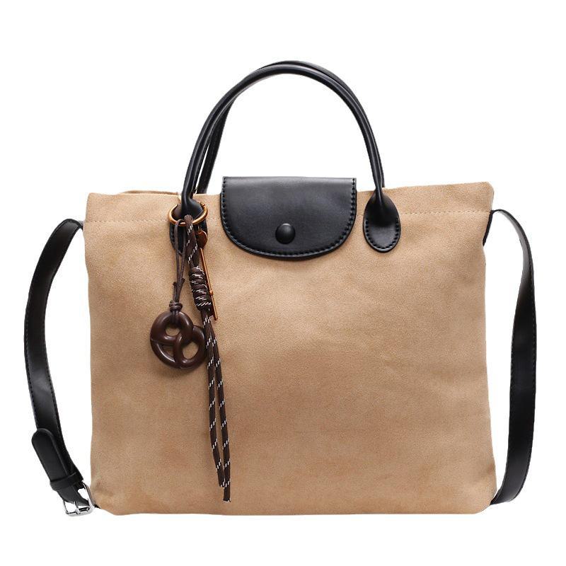 2024 Новая замшевая сумка через плечо в стиле ретро: Женская сумка-тоут/через плечо большой вместимости для осени и зимы