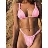 Сексуальные бикини Бикини Женская пляжная одежда Однотонная купальная одежда Пуш-ап Бикини Стринги Купальник Бандажный комплект бикини из двух частей