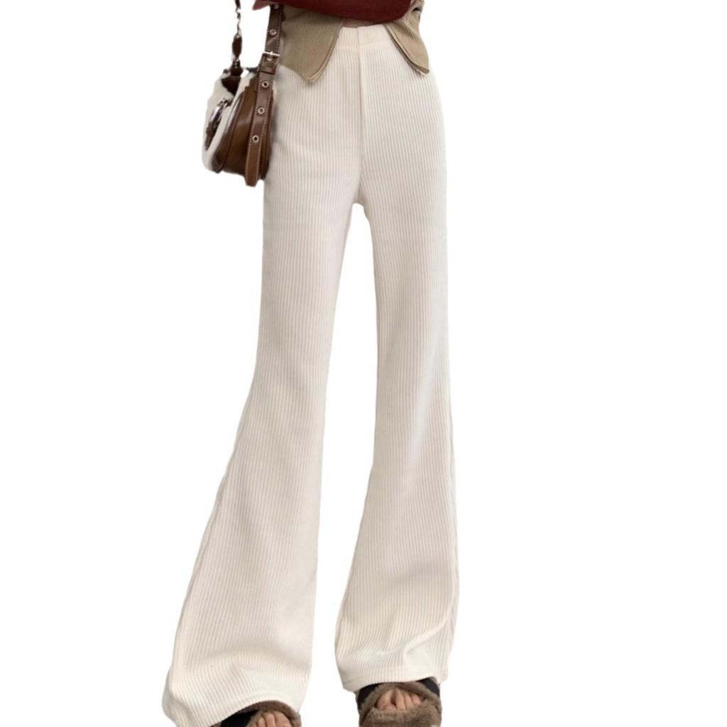 Corduroy Draped Bell-bottom Pants for Women In Autumn, Winter, Early Spring, New Retro High-waist Slim Casual Trousers