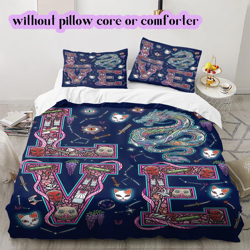Dragon Ball Unique Anime Duvet Cover 3pcs Set,Printed Cartoon Bedroom Accessories,Cool Fashion Comforter Cover Bedding_LIAN