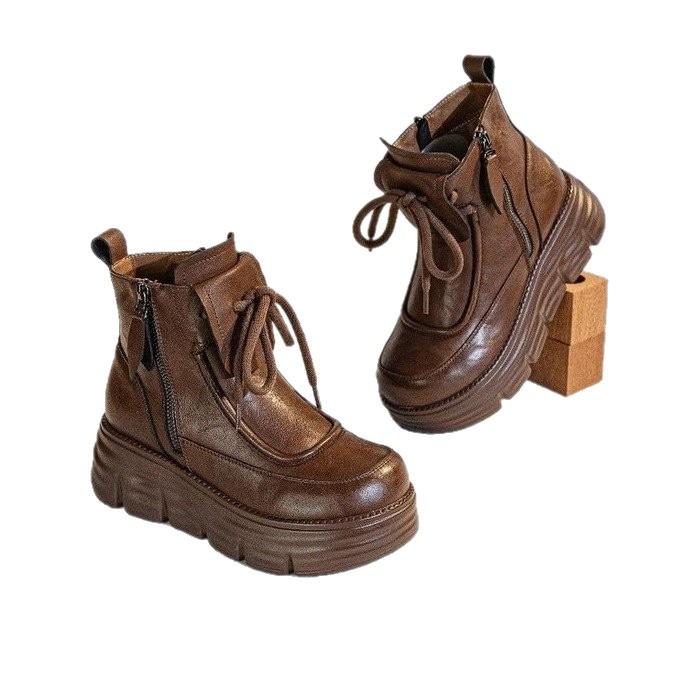 Winter platform Martin boots women's warm fashion casual brown short boots women's shoes