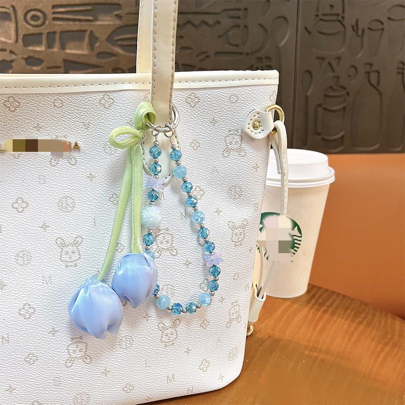 Cute 3D Plush Tulip Phone Chain Charm Lanyard For iPhone Samsung Universal -Loss Hanging Rope Jewelry Bag Charm