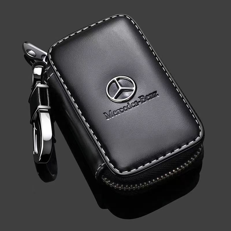 Leather Car Key Case Protection Auto Key Bag Key Chain Cover for Mercedes Benz New B/C/E Class A Class C200L GLC GLK New CLA GLA PC2