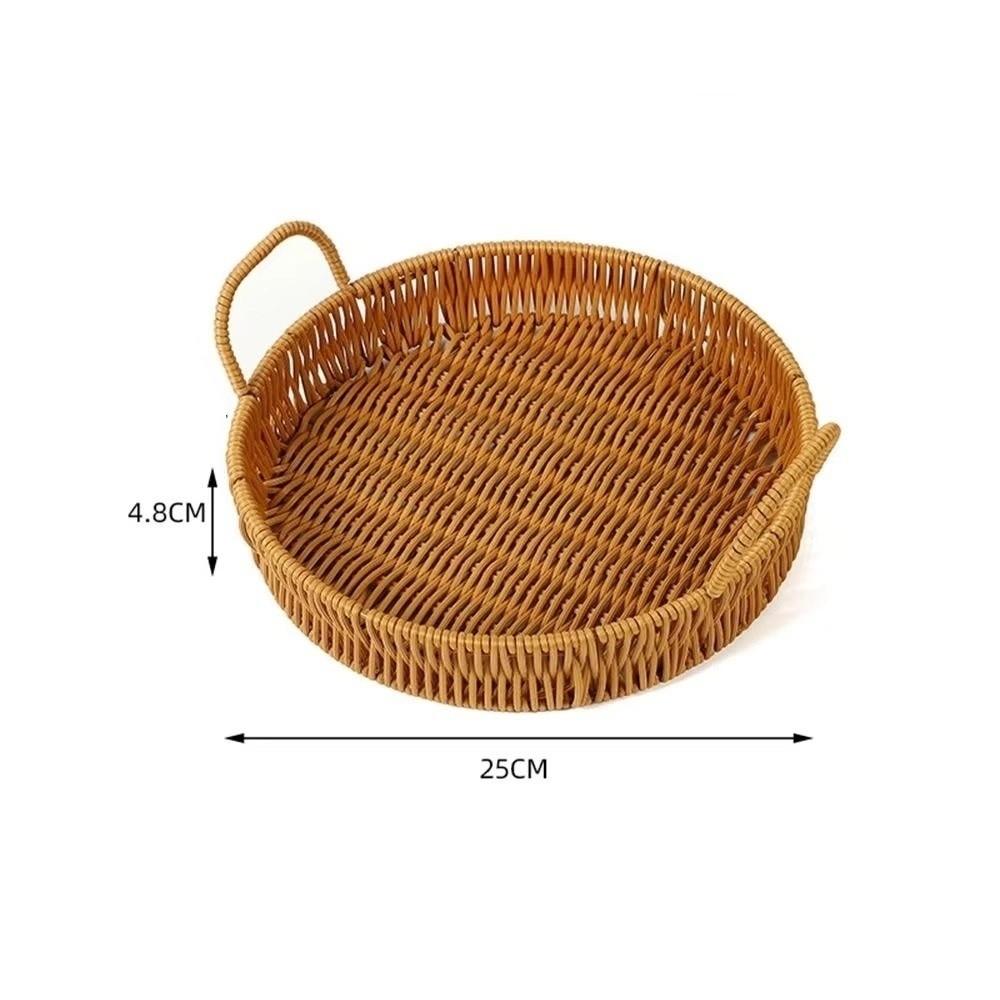 Plastic Imitation Handwoven Rattan Basket with Handle Wicker Basket Food Storage