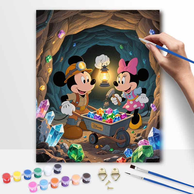 Disney digital oil painting art painting handmade diy home decorations gem mining cave adventure