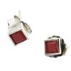 [P7013] - Silver Red 'Boho' Silver Earrings (rhodium-plated) - 3x3 Mm