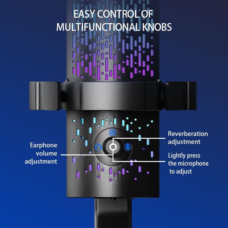 Трансграничный экстремальный RGB USB-микрофон для прямых трансляций и игр