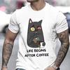 Life Begins After Coffee Vintage T-shirt Funny First Coffee Men T Shirt New Trend Tee Tshirt Coffee Cat Lover Men Women Tee Tops