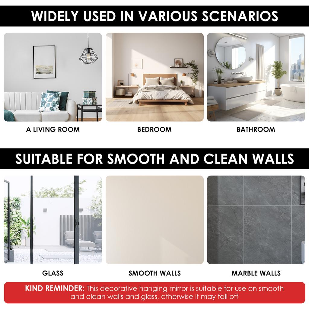 3Pcs Gothic Arched Window Wall Mirror Set Self-Adhesive Cathedral Arched Mirror Rustic Farmhouse Accent Mirror for Home Decor