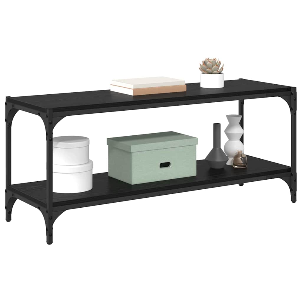 TV Stand Black Oak Effect 100 x 33 x 41 cm