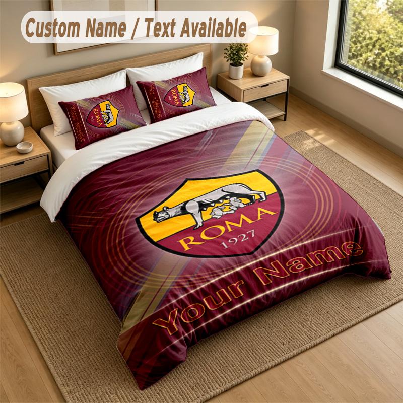 3Pcs Bedding Set Custom Name Text, 1 Sheet 2 Pillowcases Home Bed DecorAS Roma
