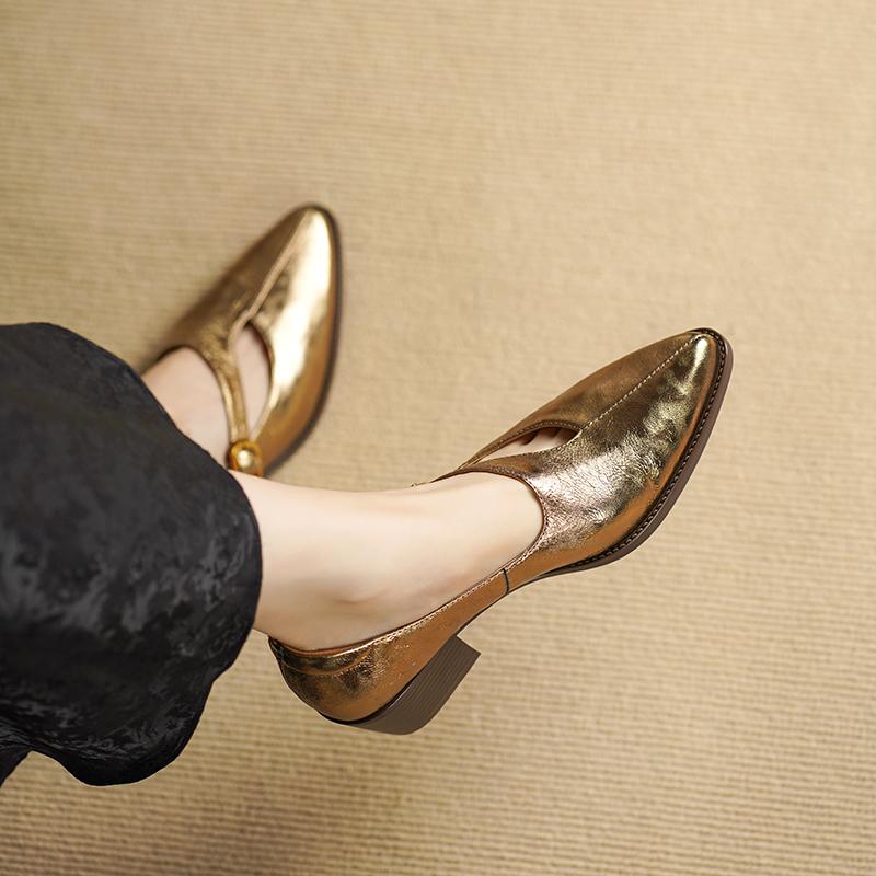 Fashion Genuine Leather Pumps Women 2025 New Arrival Comfortable Female Spring Mary Jane High Heel Casual Shoes Pumps High Heels Women