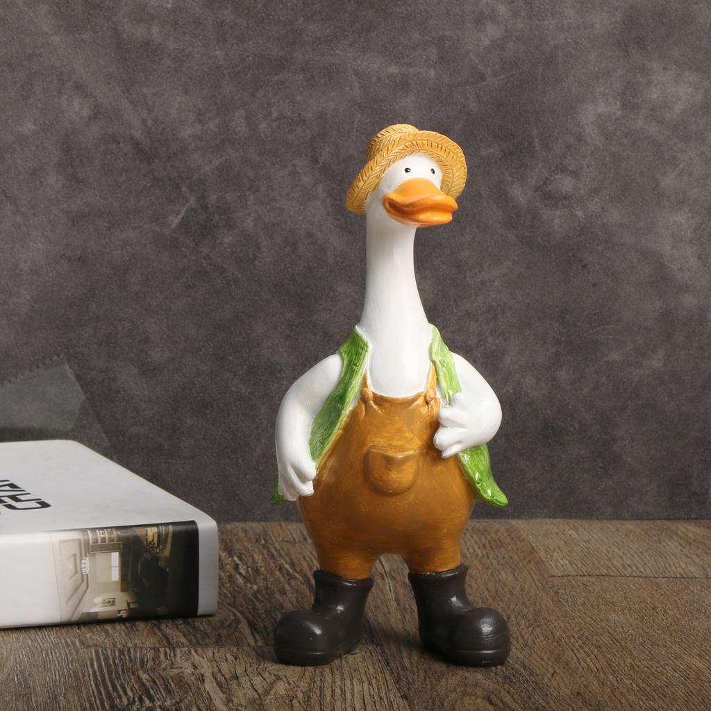 2pcs/set American Style Duck Ornament, DesktopLandscape Animal Resin Ornament, Cute Ornament, HomeLiving Room Bar Cafe Decor Orn