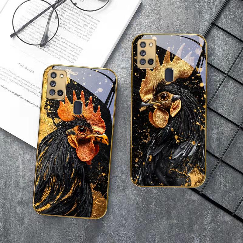 Смелый Золотой Петух Для Samsung A 31 32 A33 A34 35 14 A15 13 A16 25 26 50 52 53 54 55 56 70 71 72 73 Золотой стеклянный чехол для телефона