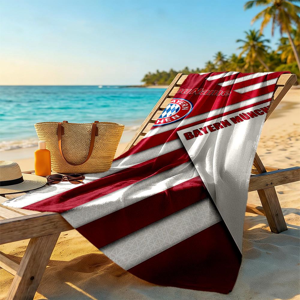 Bayern Munich Personalized Name Beach Towel Super Soft & Absorbent Suitable for Swimming Gym Camping Yoga Vacation