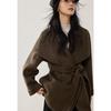 VICTORIA&VERA Women's Double-Faced Wool Blend Coat with Convertible Collar