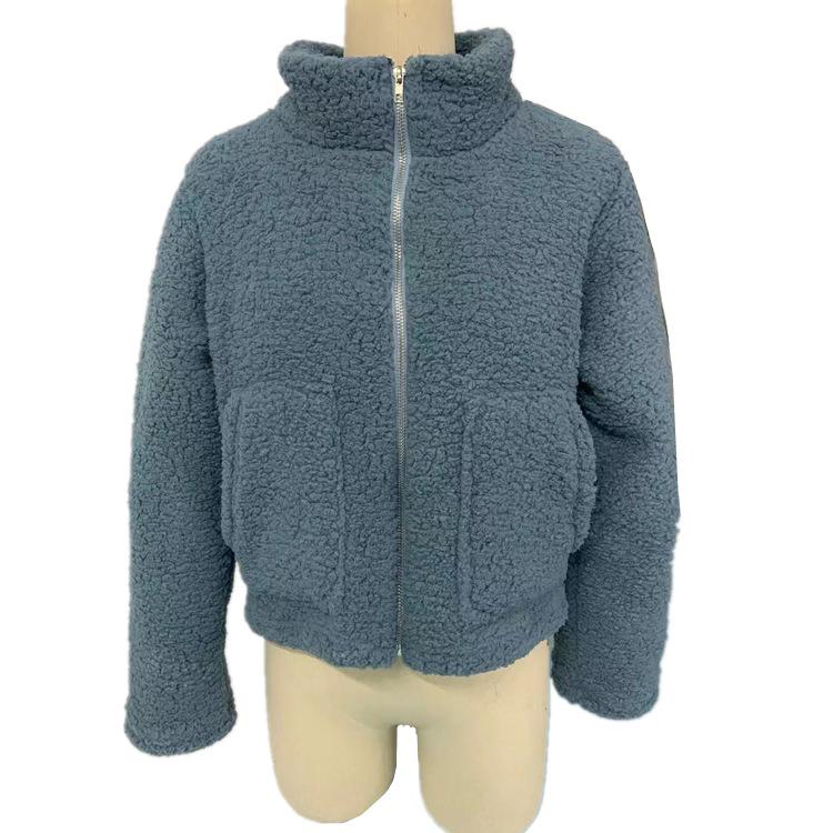 Женский короткий кардиган-жакет из плюшевой овечьей шерсти на осень/зиму 2023